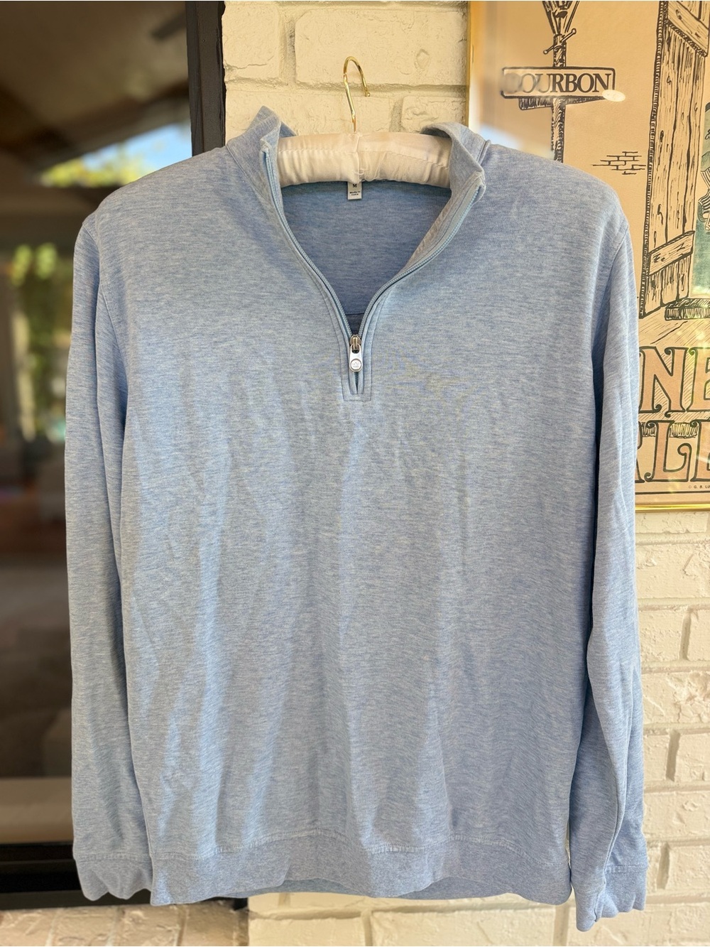 Peter Millar Men's Light Blue Quarter-Zip Sweater